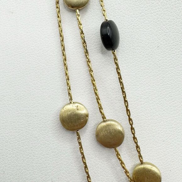 Monet NWT Gold Tone Layered Necklace With Onyx And Gold Station Beads - Picture 4 of 7